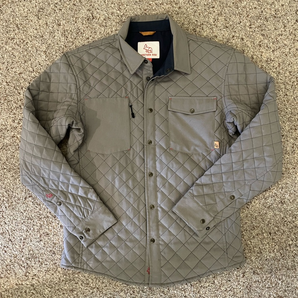 Western Rise Grey Quilted Shirt Jacket